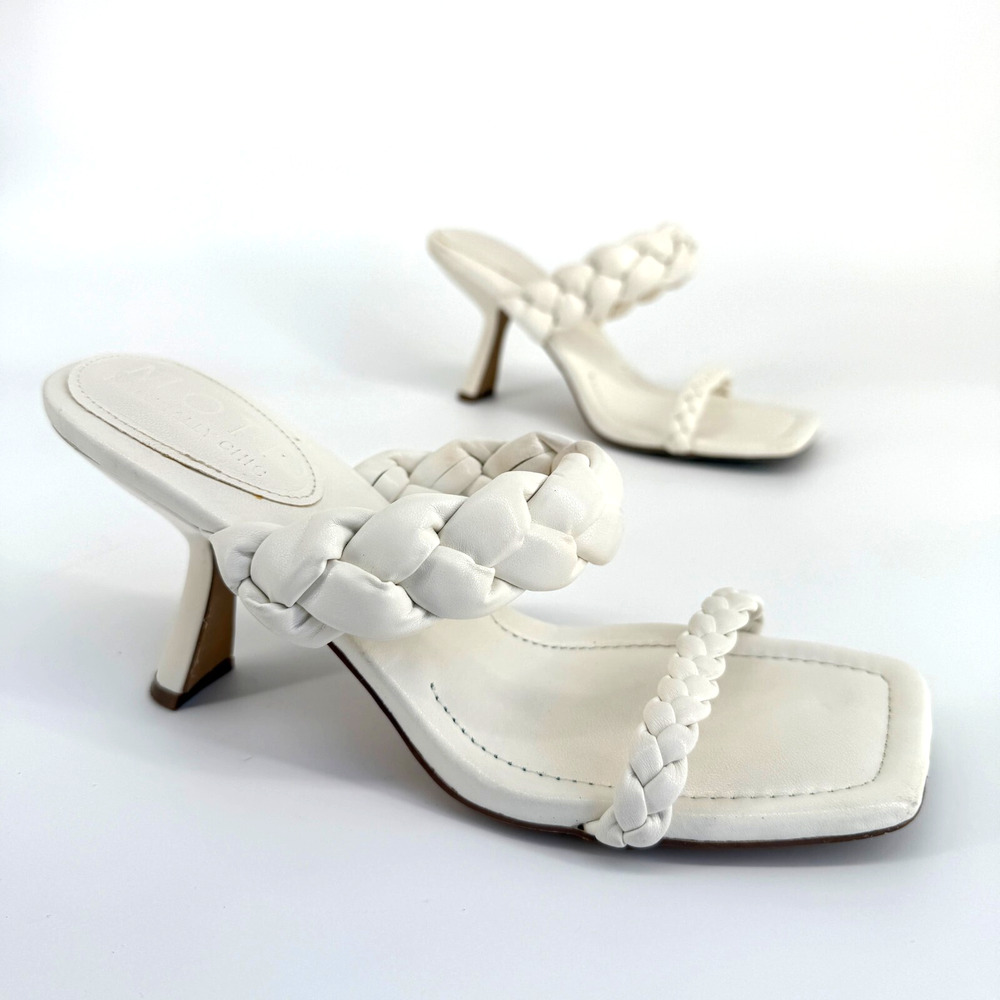 Motf Naturally Chic Sandals US 10.5 Braided Straps Square Toe Heels Kitten Heel